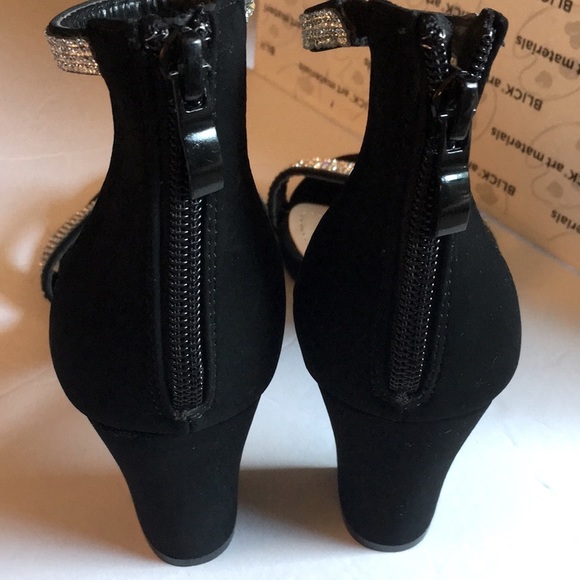 TOP MODA Rhinestone Crystal chunky black Heel Sz 8” - Picture 5 of 5